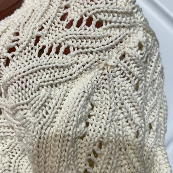 Vintage Talbots Cream White Crochet Babydoll Button Knit Sweater Y2K Cottagecore - Picture 2 of 7